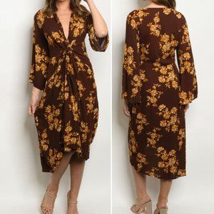Rust floral print dress